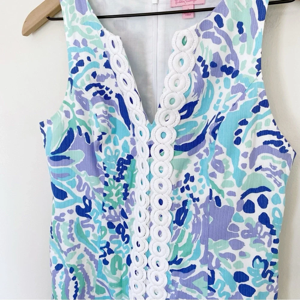 Lilly Pulitzer Ryder Shift Dress in Lilly's Lilac Nice Ink Lace Front size 2